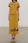 YANYAN KNITS Fall/Winter 2025 Collection: Goose-themed T-shirt/Skirt Set (YYK-YYW25-1391-HUANG T-shirt)